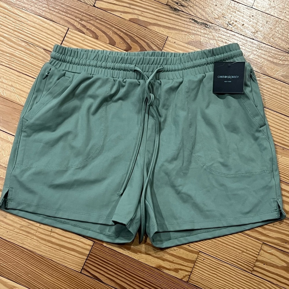 Cynthia Rowley Olive Green Elastic Waist Shorts